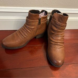 Propet Womens Ankle Boots Leather Brown Sz 8.5W